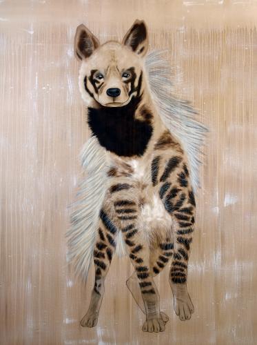 striped hyena hyaena Thierry Bisch Contemporary painter animals painting art decoration nature biodiversity conservation